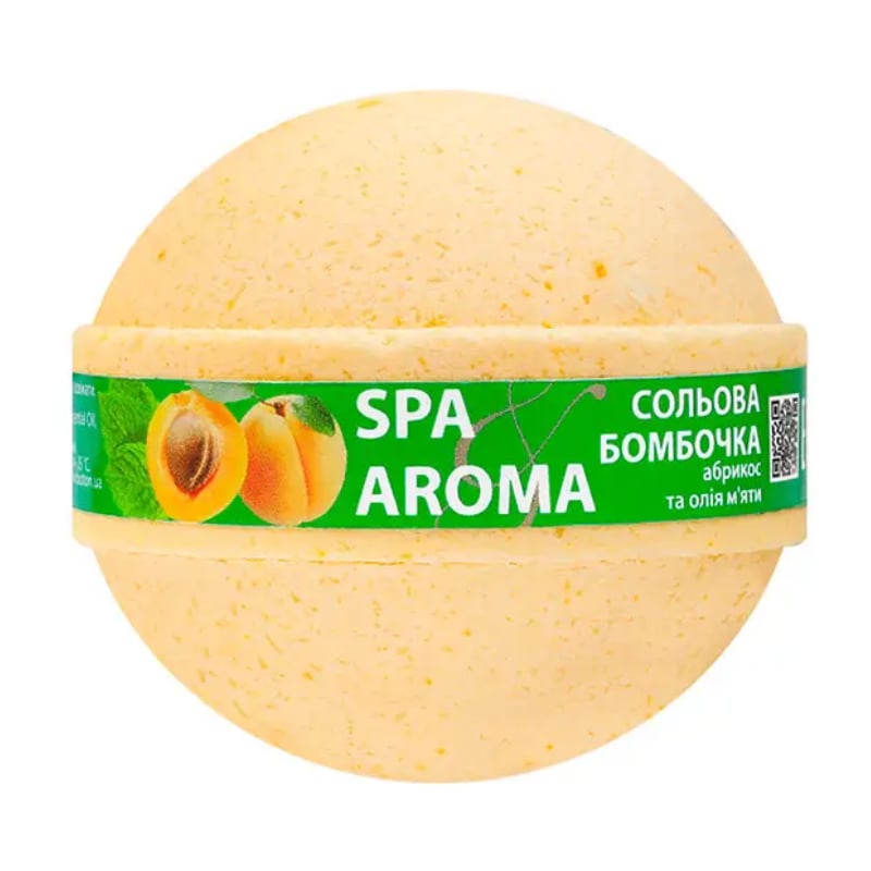 Сольова бомбочка для ванн Bioton Cosmetics Spa &amp; Aroma Bath Bomb Абрикос та олія м'яти, 75 г